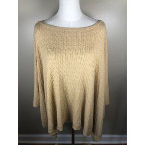 NWT Ann Taylor Rabbit Hair Wool Blend Tan Poncho Shawl Softcore One Size